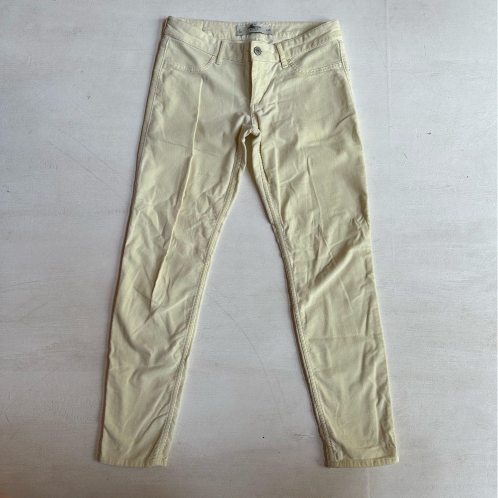 Abercrombie & Fitch Y2k Vintage Butter Yellow Velvet Low Rise Skinny Pants